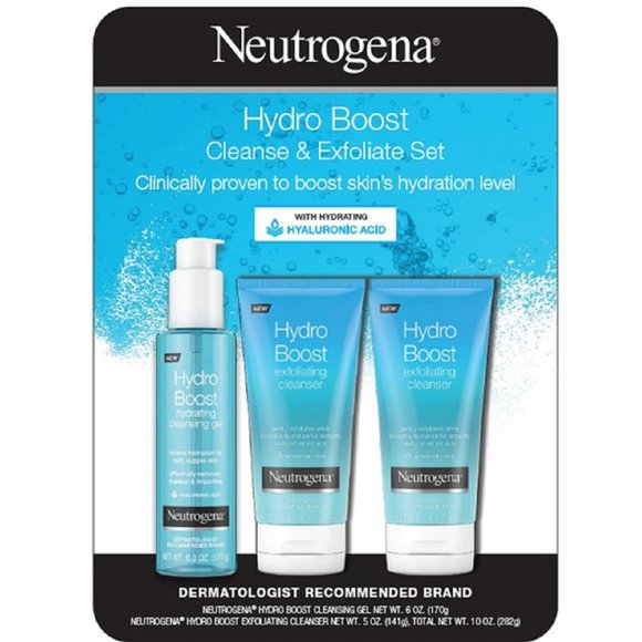 Neutrogena Skincare Neutrogena Hydro Boost Cleanse Exfoliate 3 Piece Set With Hyaluronic